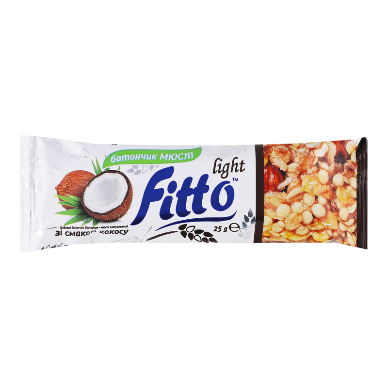 Батончик-мюслі глазурований зі смаком кокосу Fitto light м/у