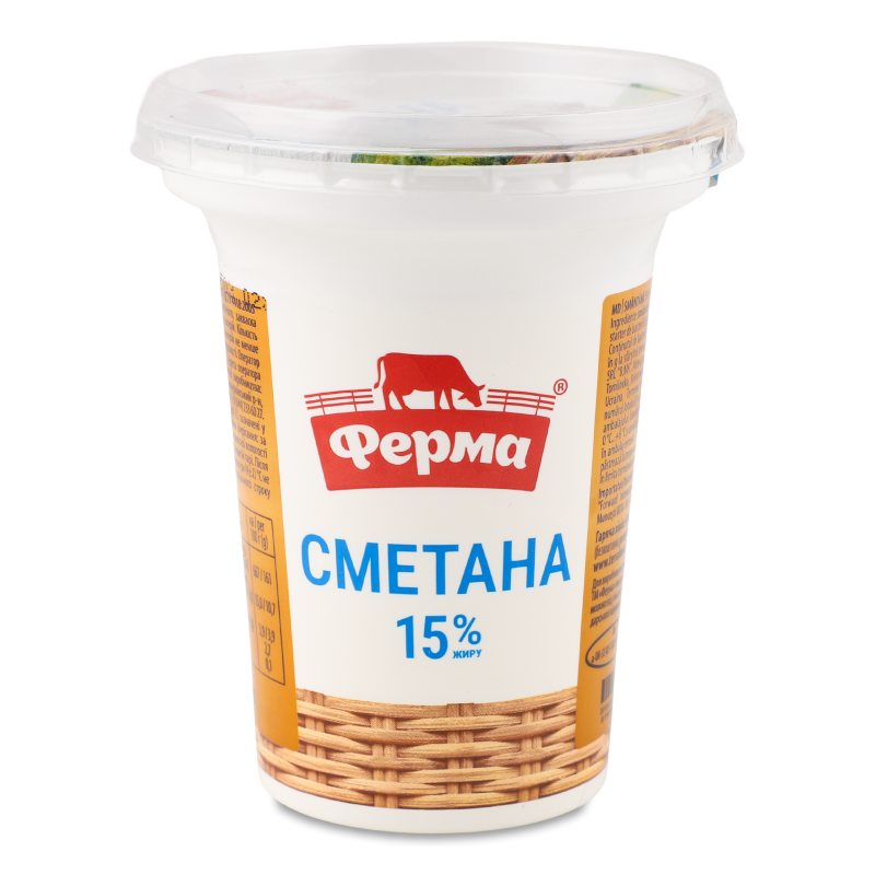 Сметана 15% 300г стакан Ферма