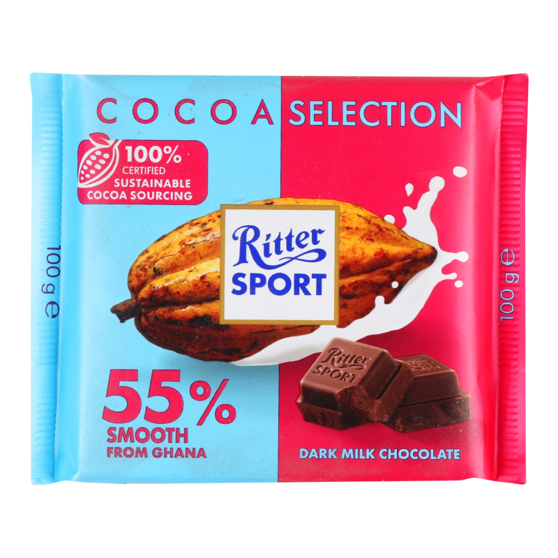Шоколад молоч Ritter Sport Extra Cocoa 55% какао ^