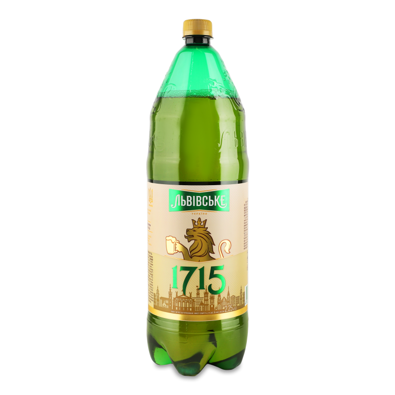 Пиво 1715 світле 4,5% 2,25л пет Львівське