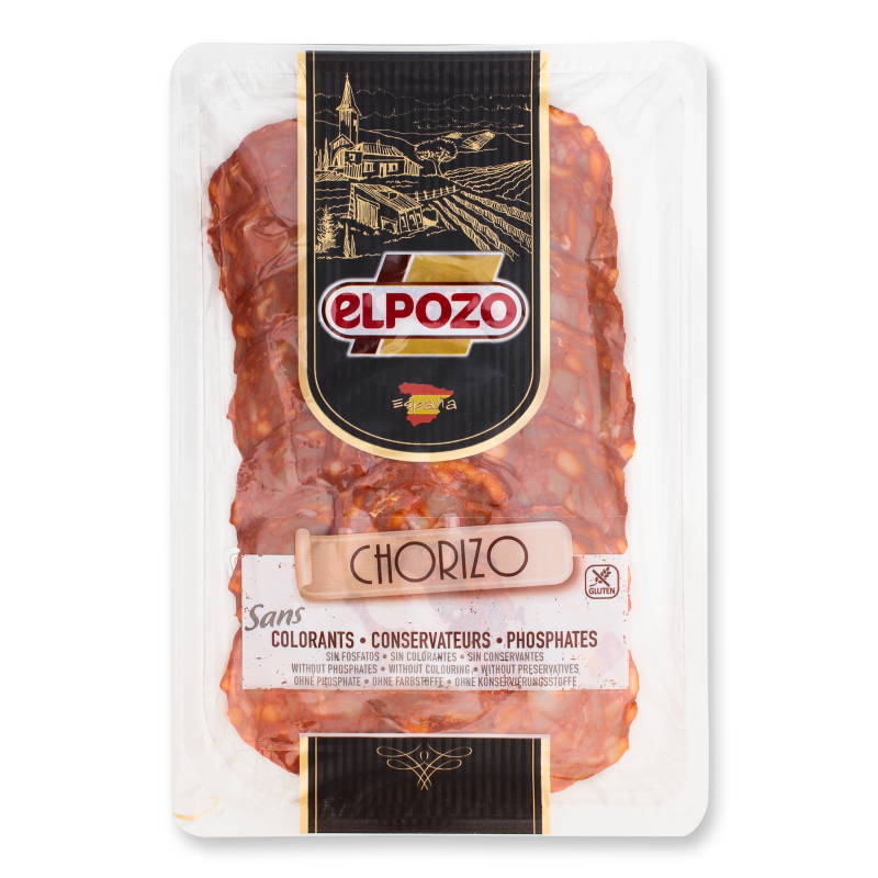 Ковбаса Chorizo з в”яленою рубленою свининою та паприкою нарізка 80г в/у Elpozo