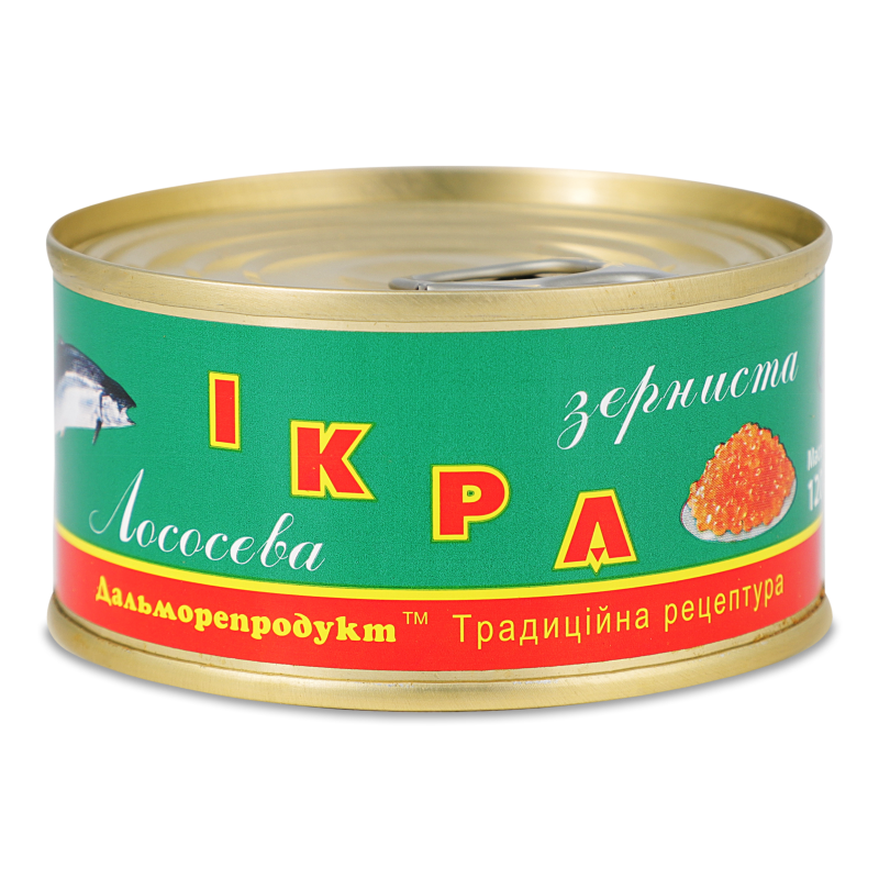 Ікра лососева червона зерниста 120г ж/б ключ Дальморепродукт