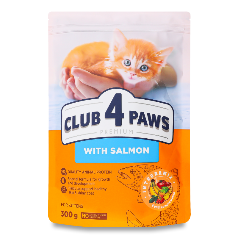 Корм д/кошенят Premium з лососем сухий 300г Club 4 Paws