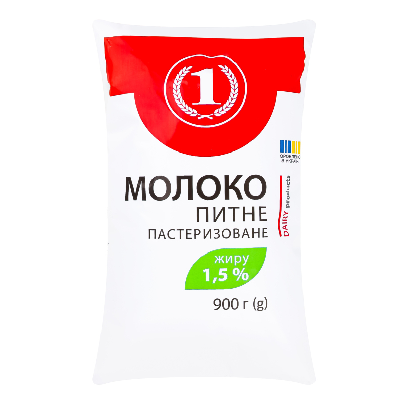 Молоко 1.5% пастеризоване ТМ "1" м/у