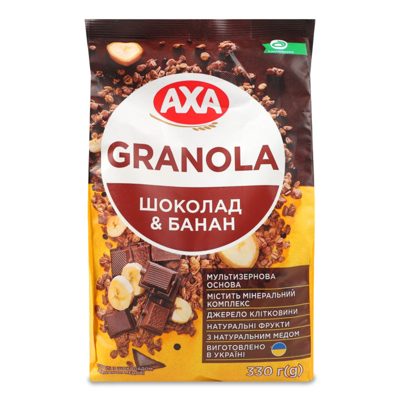 Мюслі медові з шоколадом та бананом 330г п/е Аха