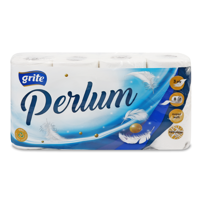 Папір туалетний Перлум 3шари 8шт Гріт