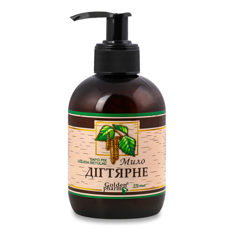 Мило рідке Дігтярне 270мл з дозатором Голден фарм