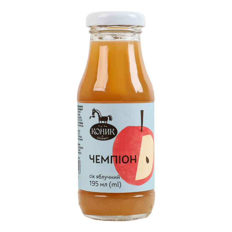 Сік неосвітлений пастеризований яблучний Чемпіон Gourmet Коник с/пл