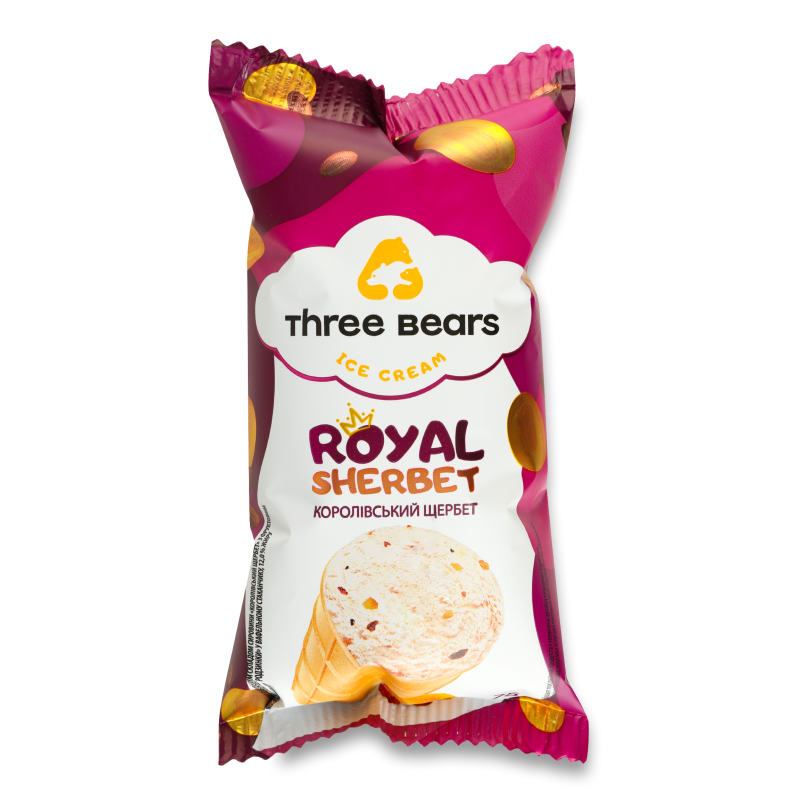 Морозиво Королівський щербет вафельний стакан 75г Три ведмеді
