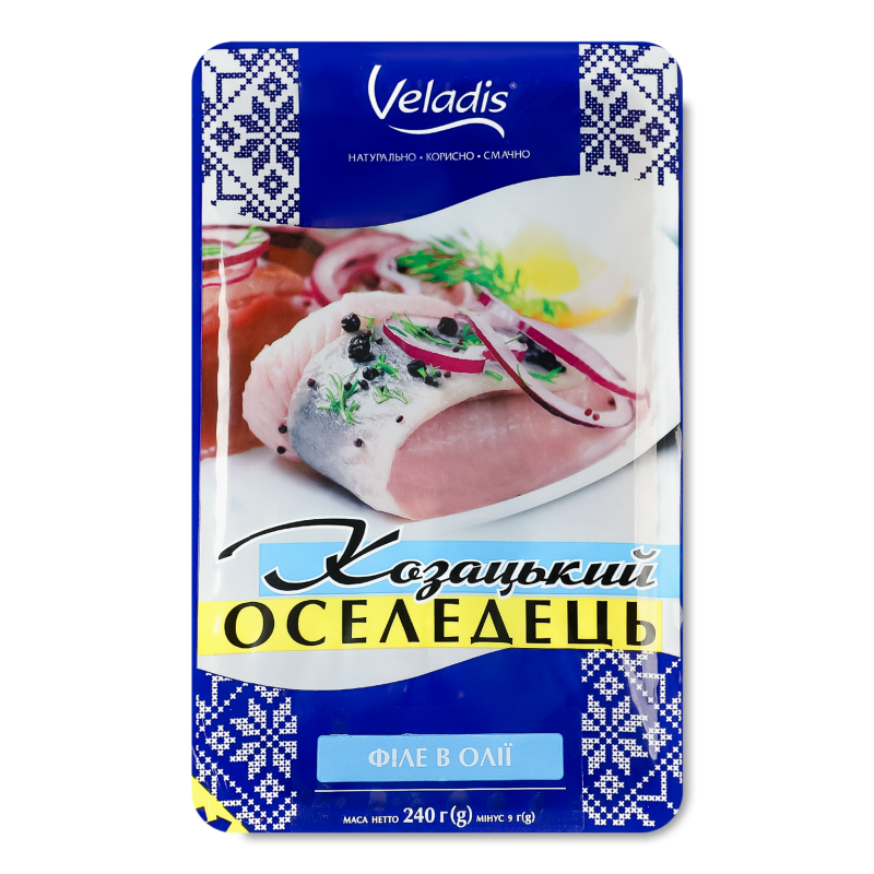 Оселедець філе Козацький в олії 240г Veladis