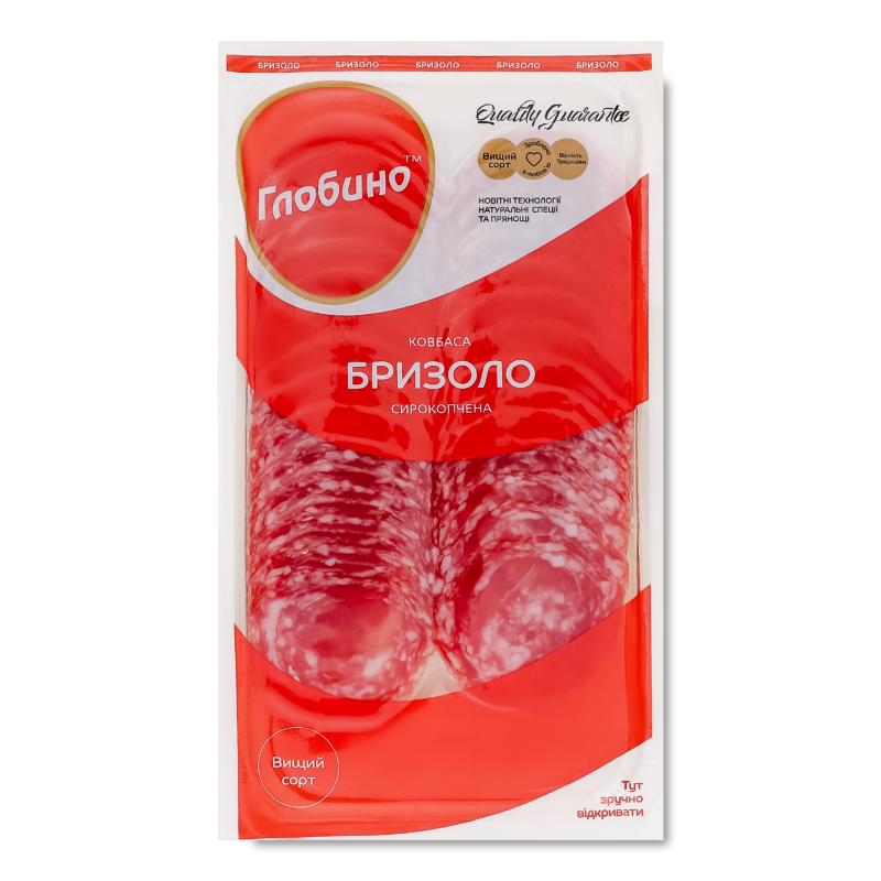 Ковбаса Бризоло с/к в/г нарізка 80г в/у Глобино