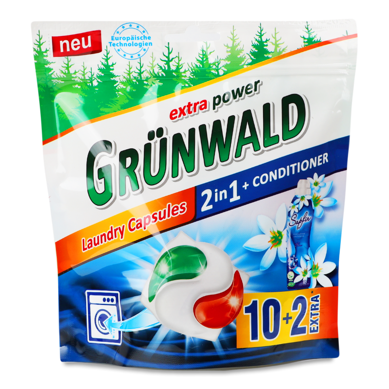 Капсули д/прання з кондиціонером 2в1 універсальні 12*18г Грюнвальд