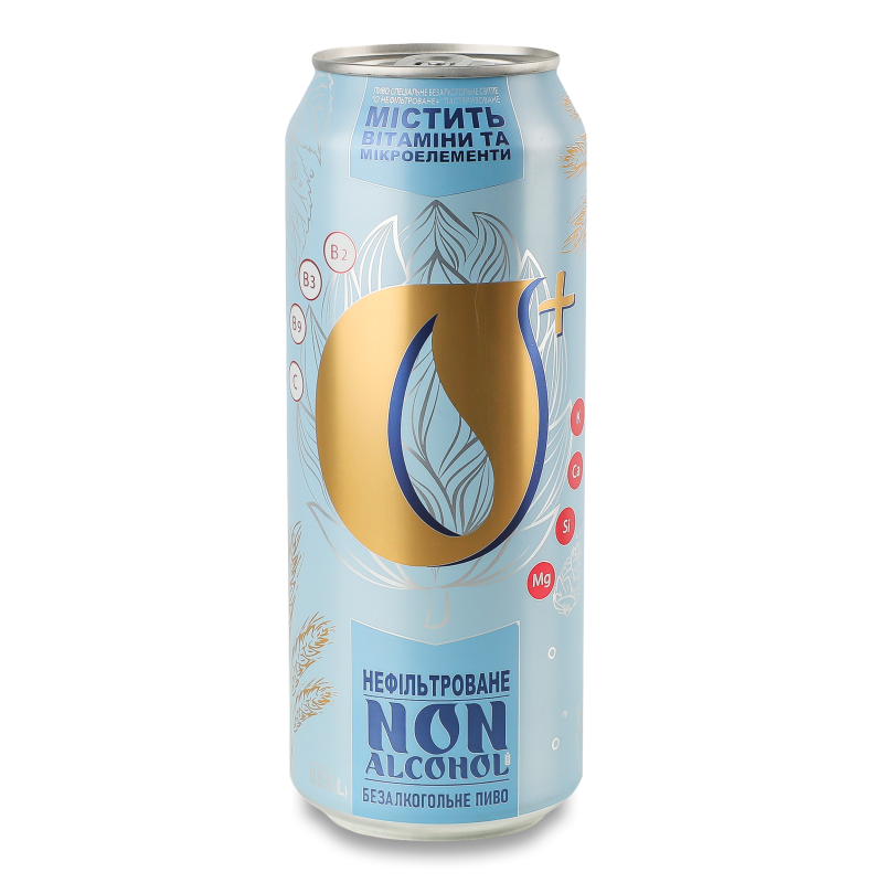 Пиво спеціальне О Нефільтроване + світле безалкогольне 0,5л ж/б Оболонь