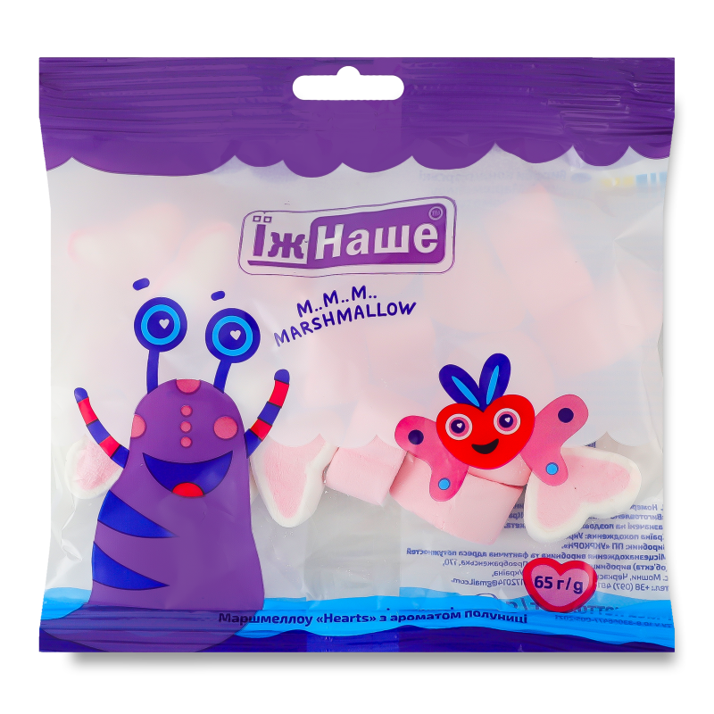 Маршмеллоу Hearts з ароматом полуниці 65г Їж наше