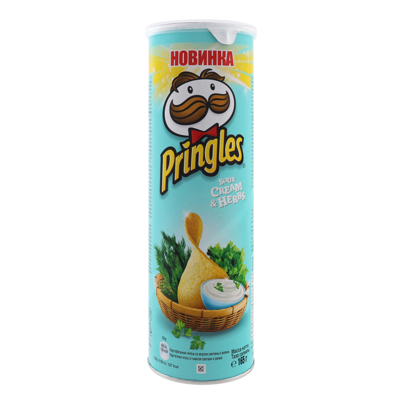 Чіпси картопляні Сметана та зелень Pringles тубус