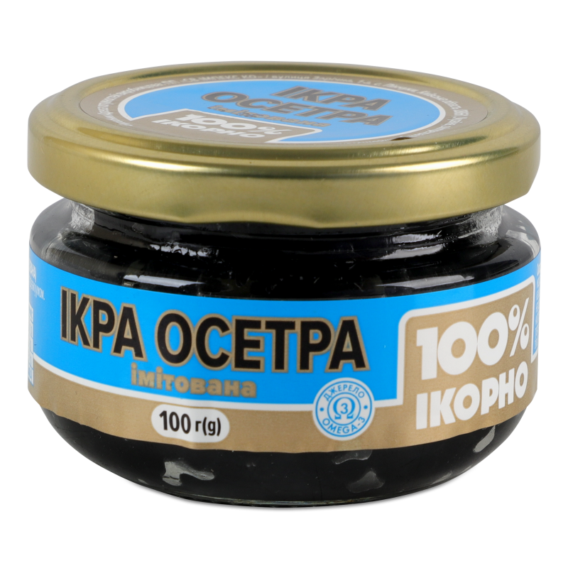 Ікра імітована осетрова зерниста 100г скло 100% Ікорно