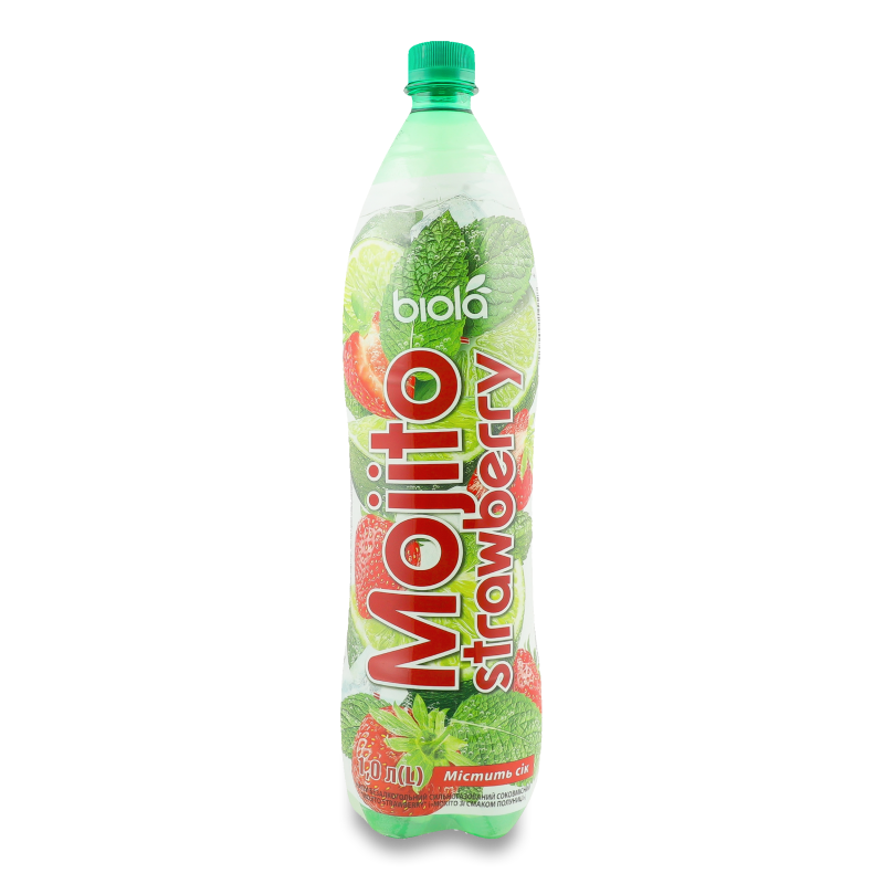 Напій безалкогольний Mojito strawberry соковмісний сильногазований 1л пет Biola