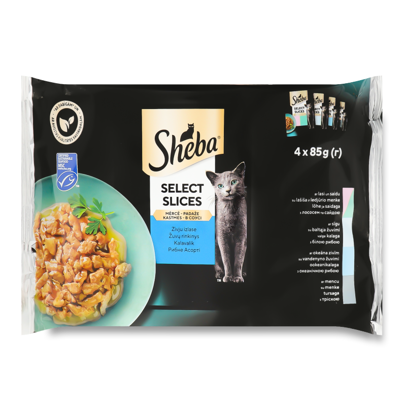 Корм д/дорослих котів Асорті рибне в соусі 4*85г пауч Sheba