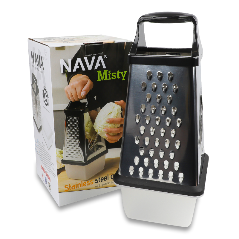 Тертка Acer чотиристороння з пластиковим контейнером 31см Nava