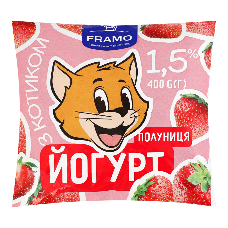 Йогурт 1.5% з фруктовим наповнювачем Полуниця Framo м/у
