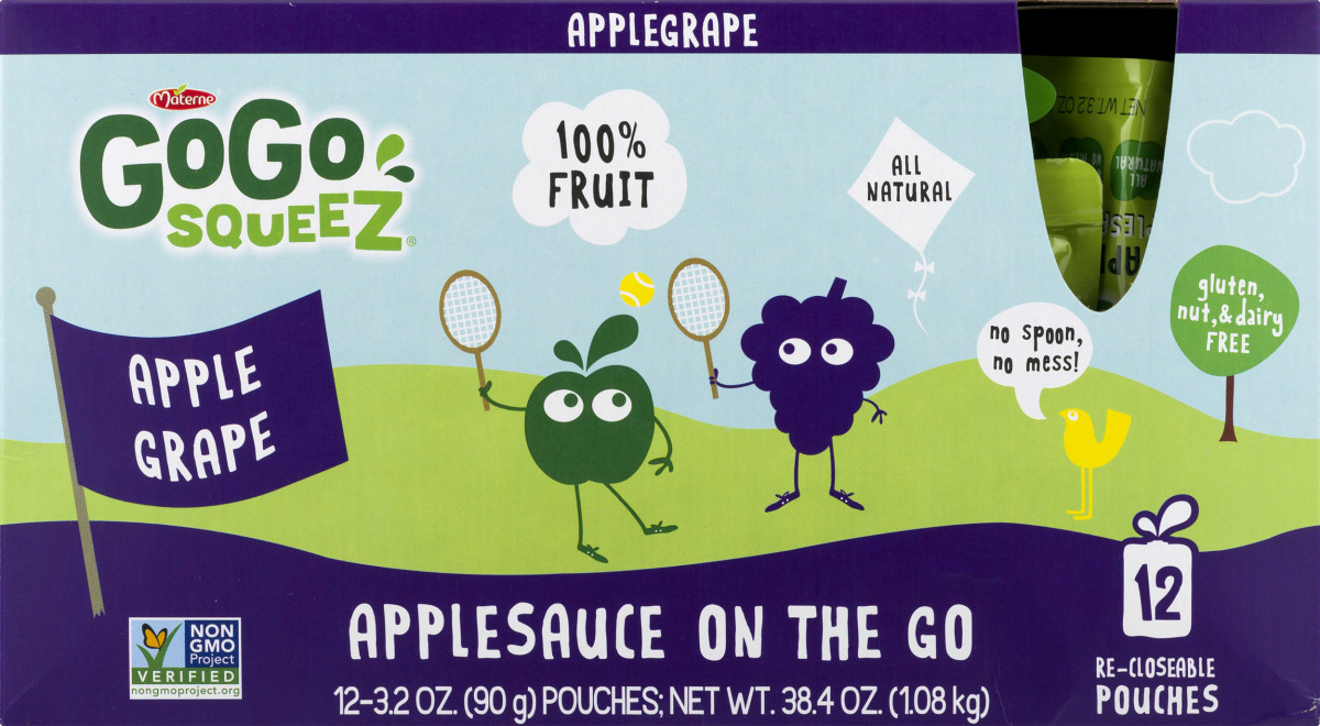 GoGo Squeez Applesauce On The Go Apple Grape - 12 CT GoGo