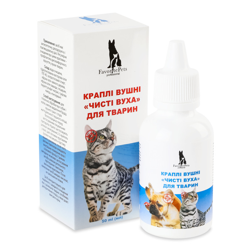 Краплі вушні д/тварин Чисті вуха 50мл Favorite Pets