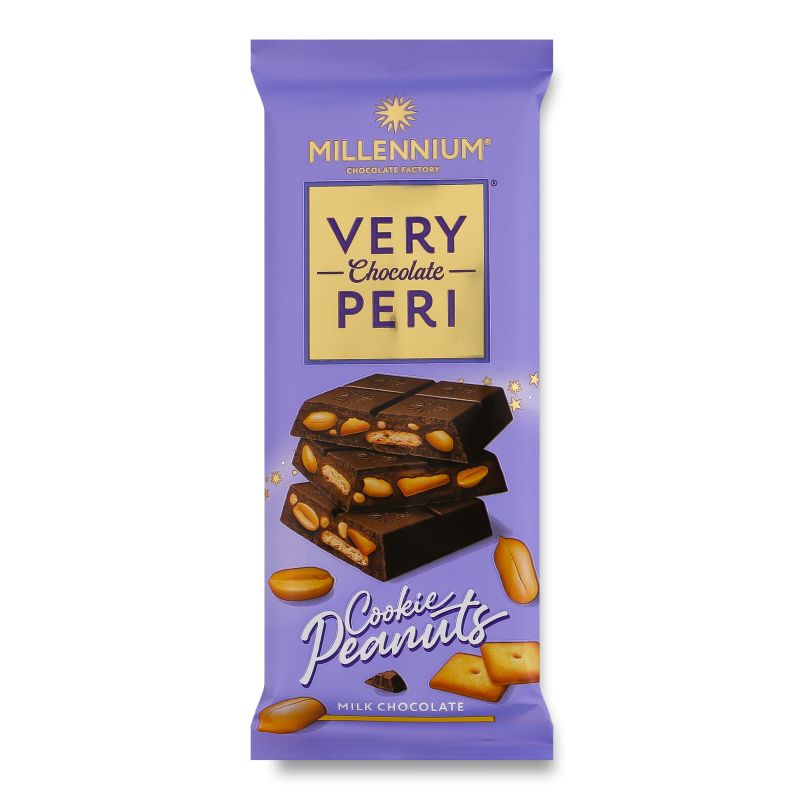 Шоколад Вері Пері молочний з начинкою печивом та арахісом 100г Мілленніум