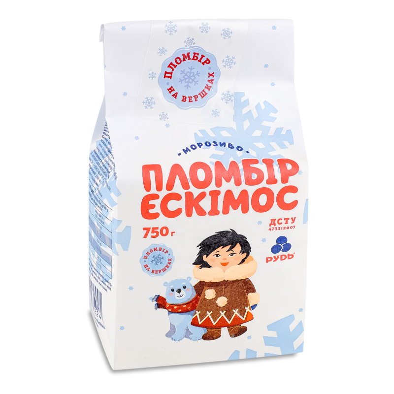 Морозиво Ескімос 750г паперовий пакет Рудь