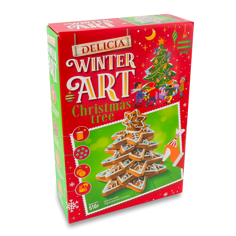 Коржі оригінальні Пряникова ялинка 510г коробка Деліція