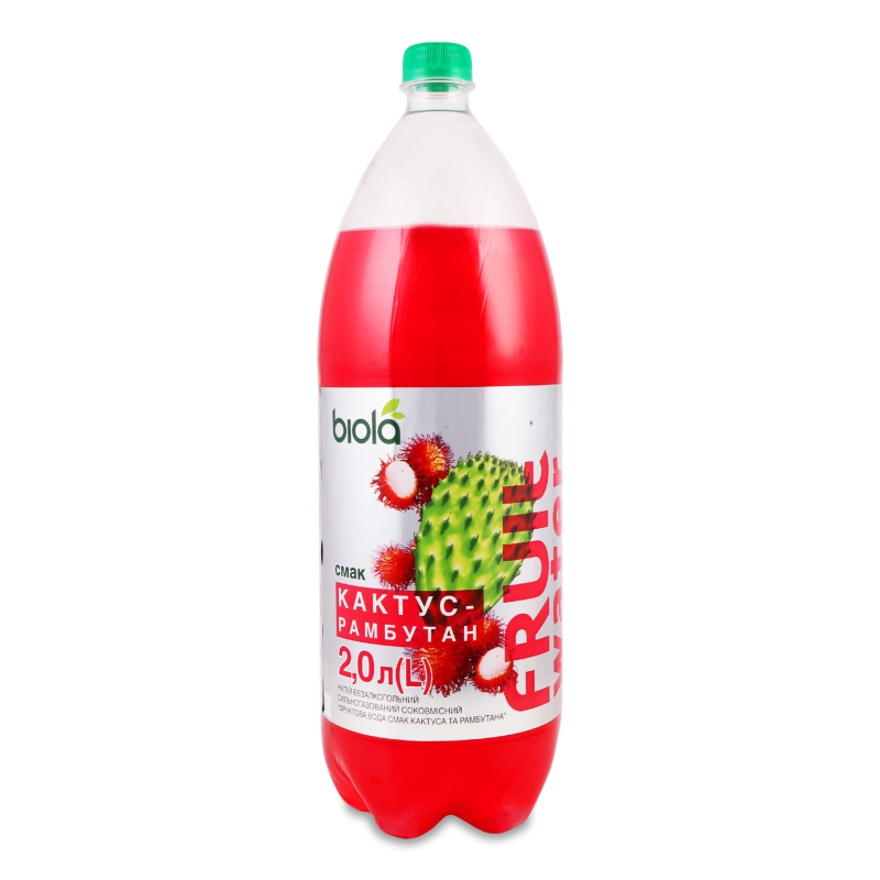 Напій безалкогольний Fruit Water смак Кактус-рамбутан сильногазований 2л пет Biola