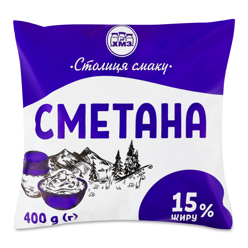 Сметана 15% 400г п/е Столиця смаку
