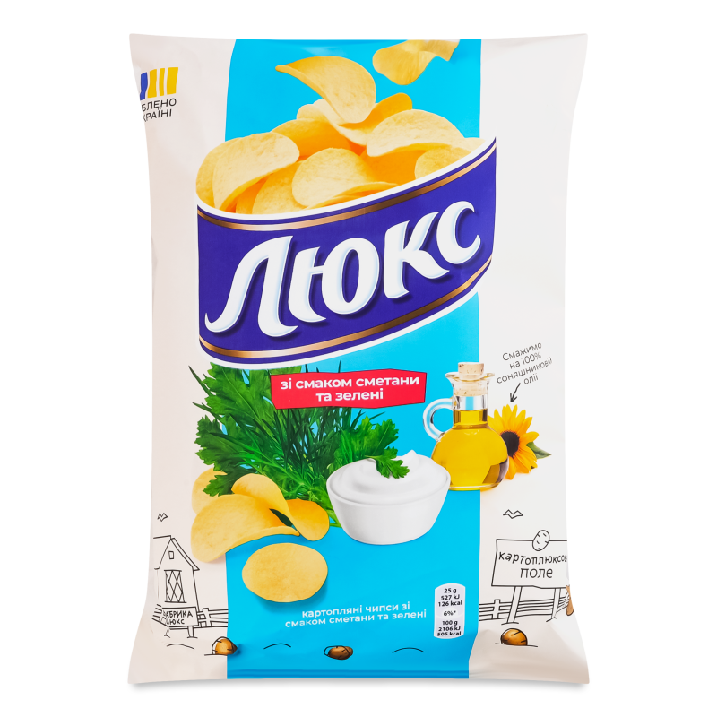 Чипси з смаком сметани та зелені 125г м/у Люкс