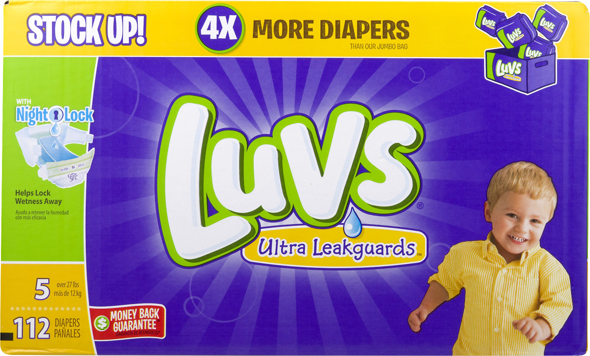 Luvs Ultra Leakguards Diapers Size 5 (over 27 lbs) 112 CT Luvs