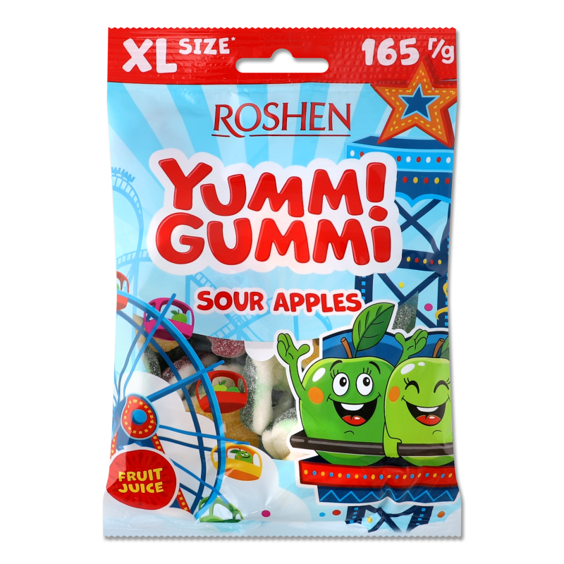 Цукерки желейні Yummi Gummi Sour Apples 165г Roshen