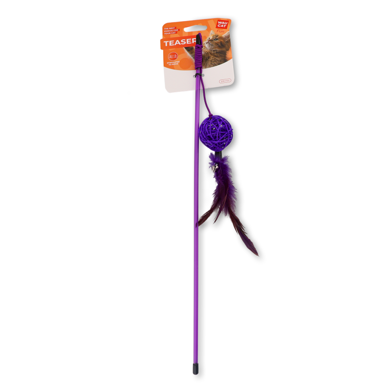 Іграшка д/котів Fun Teaser Дражнилка з плетеним м’ячиком фіолетовий пластик 50см WauCat