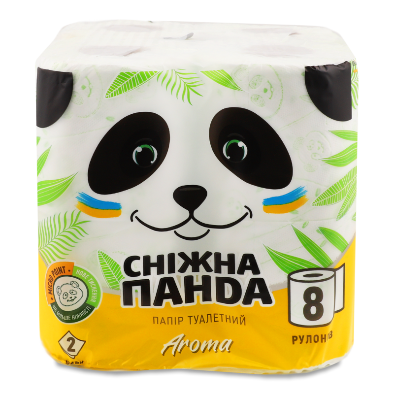 Папір туалетний Aroma 2шари 8шт Сніжна панда