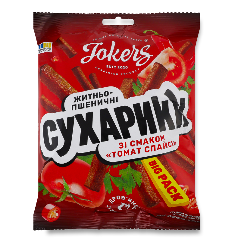 Сухарики житньо-пшеничні з смаком Томат Спайсі 100г Jokers