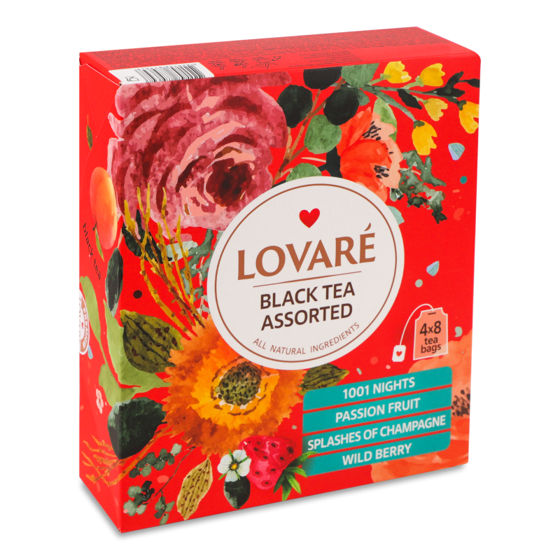 Чай Асорті чорний 32*2г Lovare