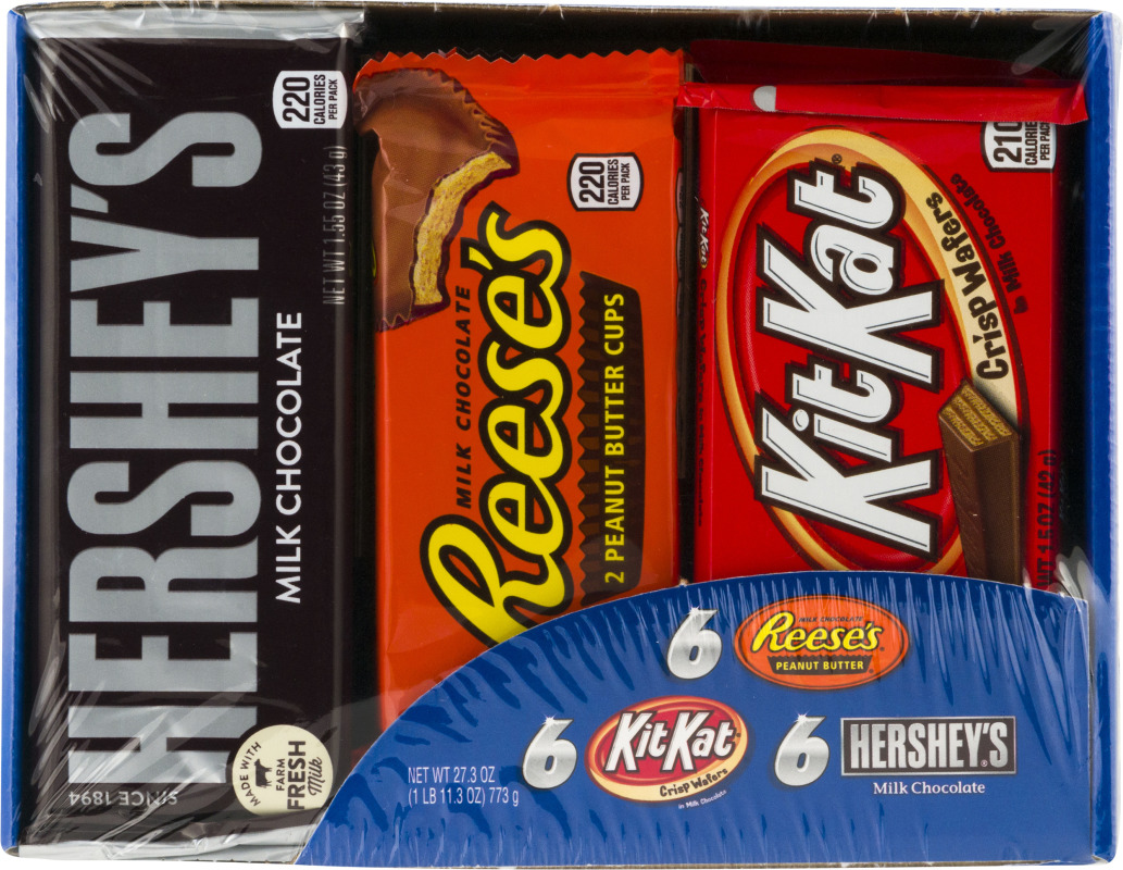 HERSHEY'S Chocolate Full Size Variety Pack, 18 Count, 27.3 oz Hershey's