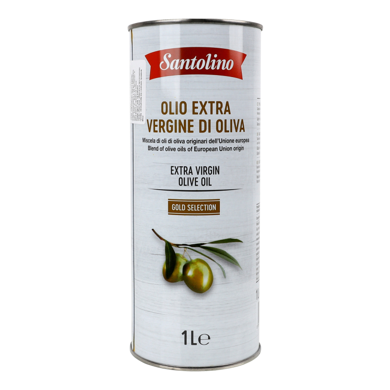Olive oil extra virgin 1L 12個 Масло оливковое Gold Selection Extra Virgin Santolino ж/б 1л