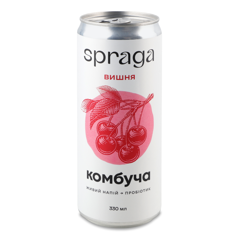 Напій безалкогольний Комбуча Вишня слабогазований 330мл ж/б Spraga