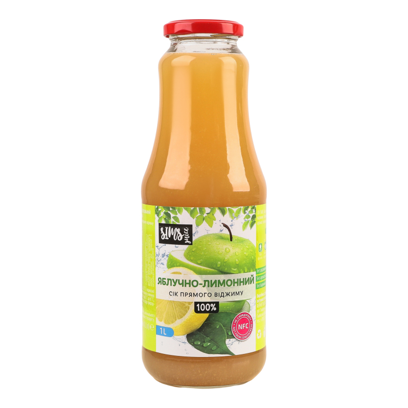 Сік неосвітлений пастеризований яблучно-лимонний Sims Juice с/пл