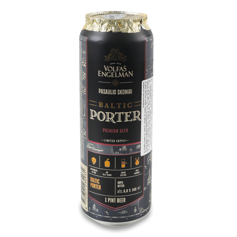 Пиво крафтове Балтік Потер темне 6% 0,568л ж/б Вольфас Енгельман