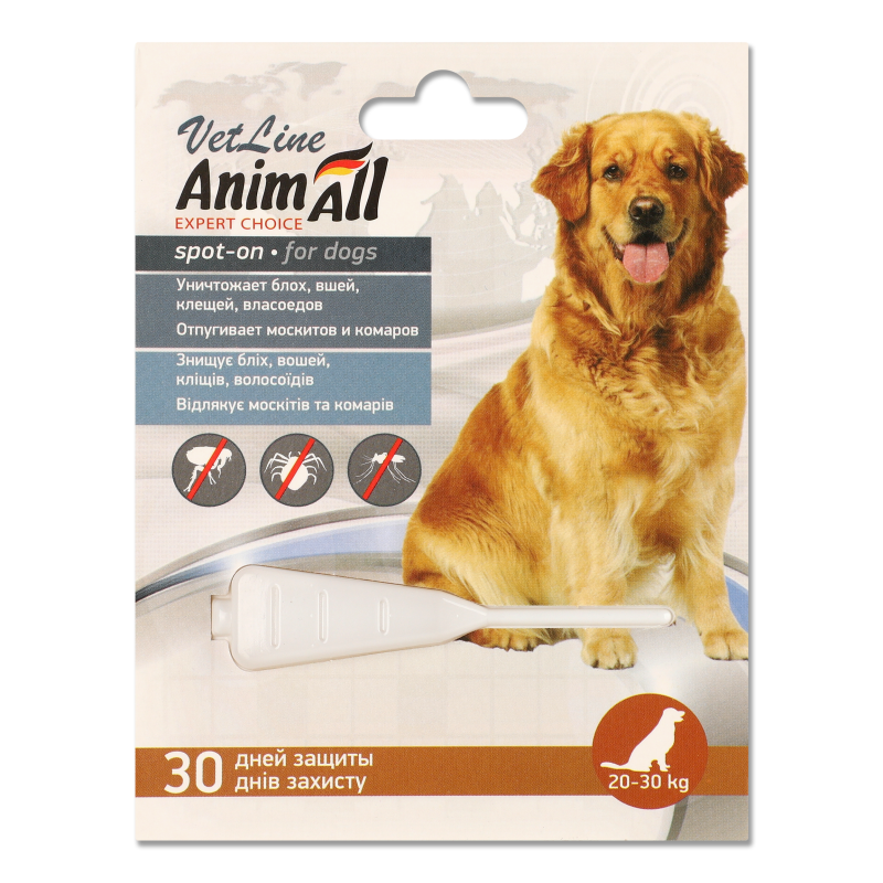 Краплі протипаразитні д/собак від 20 до 30кг VetLine spot-on 6мл AnimAll