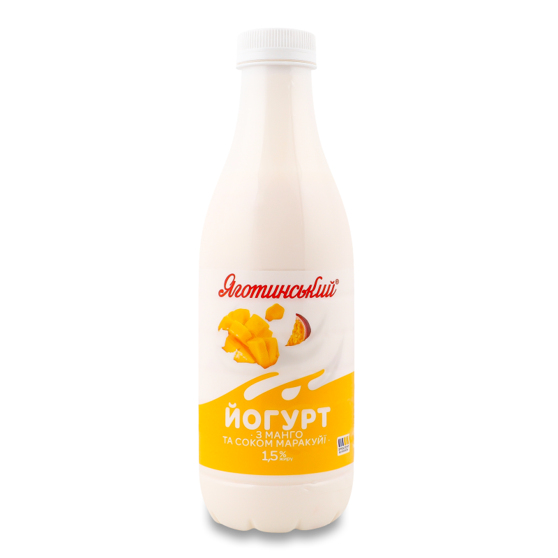 Йогурт питний з манго та соком маракуйї 1,5% 750г пет Яготинський