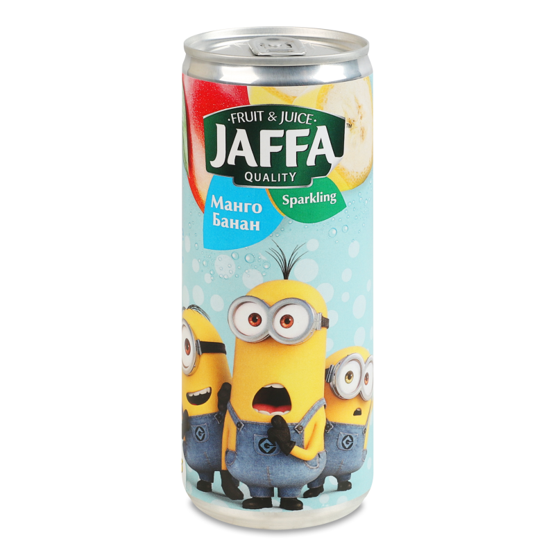 Напій соковий Sponge Bob з манго та банану газований 250мл ж/б Jaffa