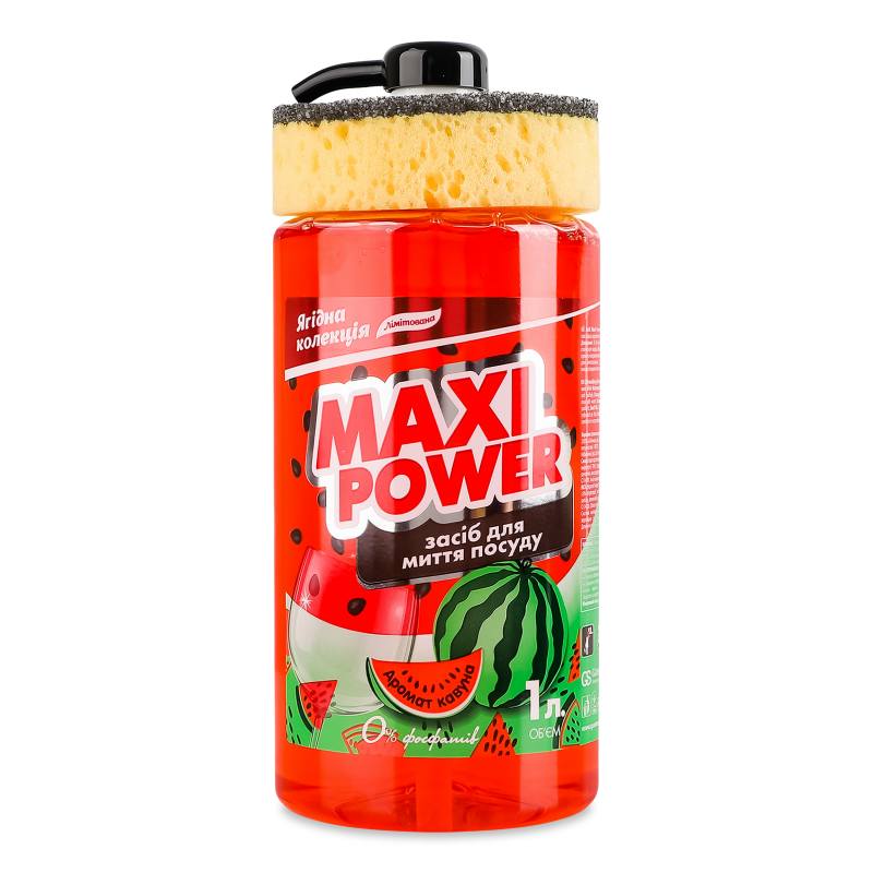 Засіб д/миття посуду Кавун 1л з дозатором Maxi Power