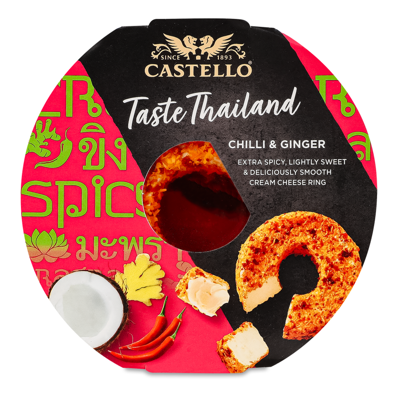 Крем-сир Taste Thailand Chilli&Ginger 65% 125г лоток Castello