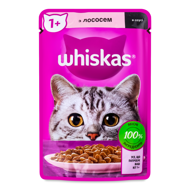 Корм д/дорослих котів з лососем в соусі 85г пауч Whiskas