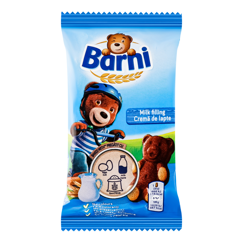 Пирожное бисквитное с молочной начинкой Barni м/у 30г Барні ...